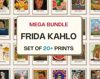 Frida Kahlo Printcollectie Set van 20 | Zelfportretposters | Mexicaanse volkskunst wanddecoratie | Tentoonstellingsprintbundel | Digitale download
