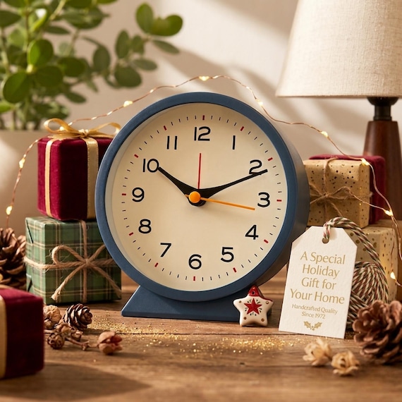 Silent Analog Alarm Clock Retro Bedside Desk Clock Vintage Small Nightstand Table Clock with Night Light for Bedroom Decor