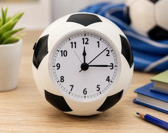 サッカーボール型目覚まし時計 静音クォーツ式 子供用目覚まし時計 サッカー 寝室装飾 スポーツ好きの男の子 女の子へのギフト