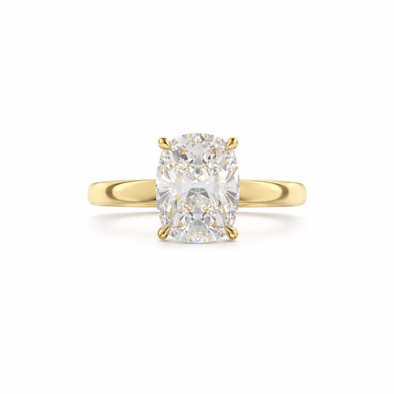 Radiant Cut Lab Grown Diamond Solitaire Engagement Ring | 14K Yellow ...