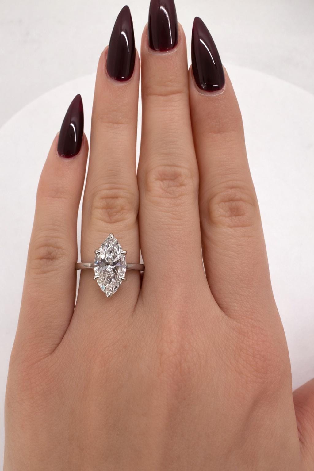 Marquise Cut Lab Grown Diamond Solitaire Engagement Ring | 14K White ...