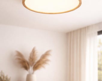 Plafonnier rond en bois - Lampe affleurante Japandi - 30 cm 40 cm