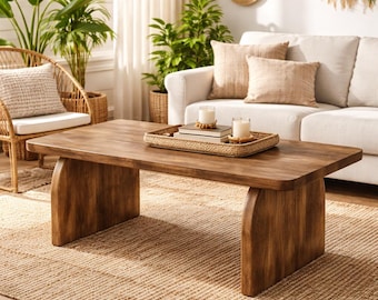 Mesa de centro estilo granja / Mesa de salón rústica de madera / Decoración bohemia para el hogar