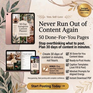 Wellness Creator Instagram Content System | 30 Day Kit | 50 Pages Done For You Hooks & Captions | Social Media Strategy | PDF
