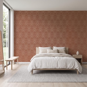 Japansk Asanoha geometrisk tapet | Terrakotta Boho Modern väggmålning