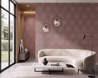 Dusty Rose Geometric Wallpaper | Blush Pink Wallpaper | Japanese Peel and Stick Wallpaper | Modern Nursery Decor
