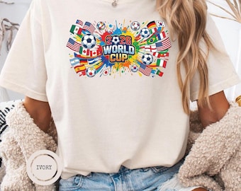 026 WM-Trikot, buntes internationales Flaggen-Fußball-T-Shirt, buntes Fußballfangeschenk, alle Länder-Grafik-T-Shirt, Splatter-Grafik-T-Shirt