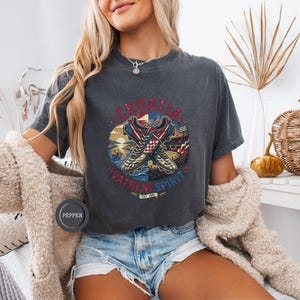 Croatia Soccer Fan T-Shirt, Vintage World Cup 2026 Graphic Tee, Unisex, Croatian Crest Tee, Croatia Vatreni Spirit T-shirt, Soccer Cleats image 2
