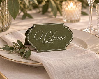 Elegant Olive Green Place Cards