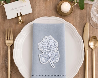 Personalized Hydrangea Place Cards | Floral Die Cut Place Card