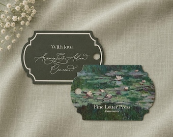 Elegant Water Lilies Green Custom Tags | Double Sided Gift Tags | Wedding & Hostess Gift Tags