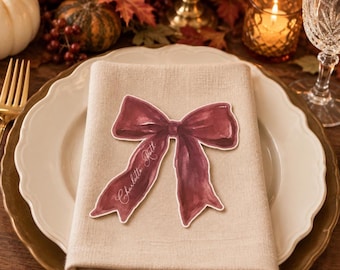 Personalized Burgundy Bow Place Cards