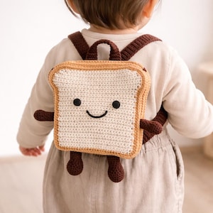 Virkmönster för rostat bröd, mönster för sött kawaii-axelbandsväska för rostat bröd, handledning för amigurumi-brödväska, mönster för virkad väska för hemmagjord, presentidé