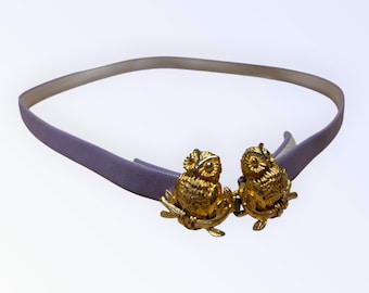 Gold Tone Owls Belt Buckle