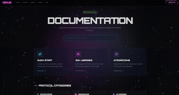 Cyberpunk Documentation Page Template | HTML CSS Developer API Docs (Instant Download)