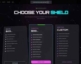 Plantilla de página de precios estilo cyberpunk / Tabla comparativa de SaaS con estética neón oscura (descarga instantánea)