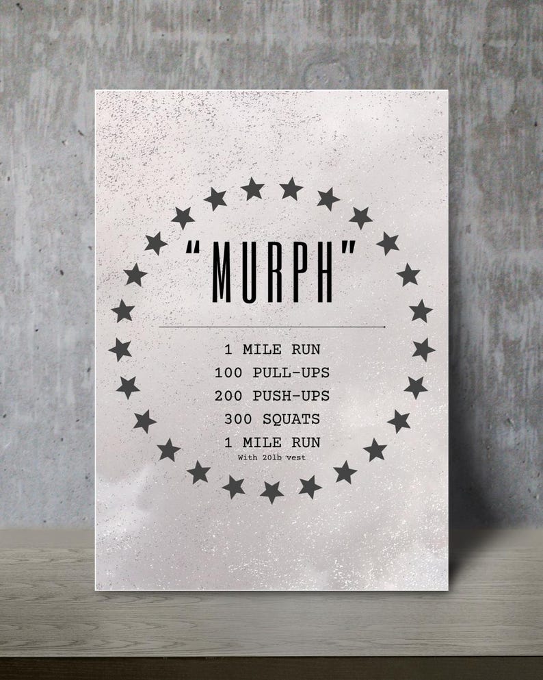Murph Lettering Crossfit Workout Poster A4, Murph Hero Workout - Etsy