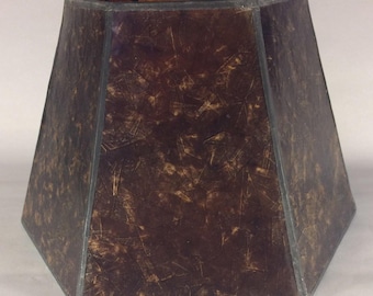 7" x 12" x 7 1/2" Antique Amber Hexagon Style Mica UNO Bridge Floor Lamp Shade