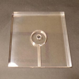 New Clear Square Acrylic Lamp Base w/ Center Hole & Side Outlet, 8" Diameter image 3