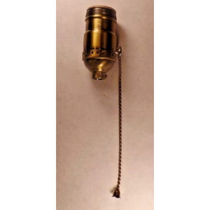 På/Av Massiv Antik Mässing Dragkedja Uno Lampsockel Tidig Elektrisk Stil #285A