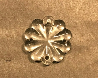 New 2/3" (20mm) Clear Pressed Glass Rosette w/ 4 Holes, Chandelier Part, #GR038