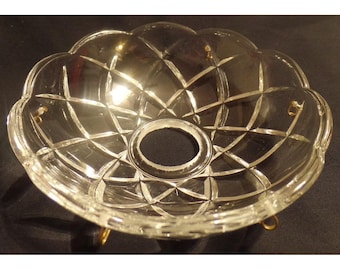 NOVO Lustre de Vidro Prensado Redondo de 4" com 6 Pinos de Latão #BB906