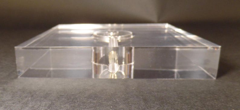 New Clear Square Acrylic Lamp Base w/ Center Hole & Side Outlet, 8" Diameter image 2