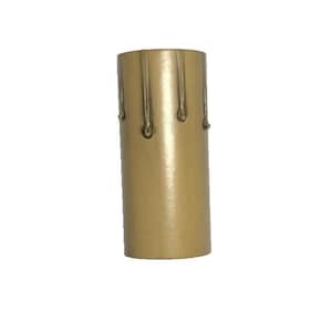 May include: A cylindrical candle sleeve in a light tan color. The sleeve has a textured surface and features decorative wax drips near the top. The design mimics the look of a candle, adding a vintage touch to any decor.