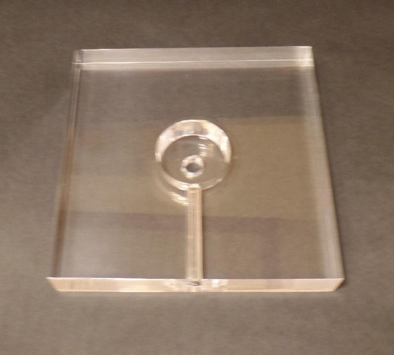 New Clear Square Acrylic Lamp Base w/ Center Hole & Side Outlet, 8" Diameter image 4