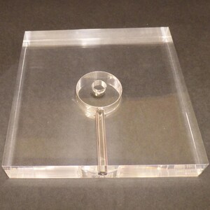 New Clear Square Acrylic Lamp Base w/ Center Hole & Side Outlet, 8" Diameter image 1