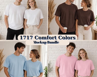 Comfort Colors 1717-modelbundel, oversized T-shirt voor koppels, bewerkbaar canvas (directe download)