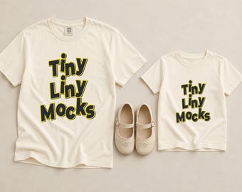 Comfort Colors C1717 Ivory Family T-shirtmodel |  Mock-up Ivoorkleurig T-shirt voor volwassenen 1717 | Bijpassende moeder dochter zoon kindermock