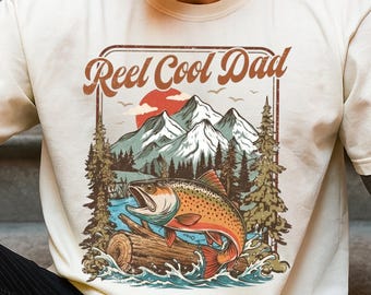 Camiseta Comfort Colors® Reel Cool Dad para pesca de truchas, estilo vintage, regalo para papá pescador.