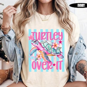 Comfort Colors® Turtley Over It Shirt Retro Turtle Tee | Tropical Beach Vacation Summer Graphic Top