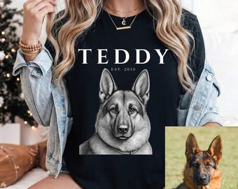 Camiseta Comfort Colors® con retrato personalizado de mascota, camiseta personalizada con foto de perro, regalo conmemorativo personalizado para perros