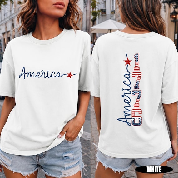 Comfort Colors® America 250 Shirt Front Back Tee | USA 1776 Spirit Patriotic Women Top