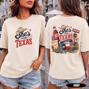 Comfort Colors® She's From Texas Front Back Shirt | Texas Favorites Lone Star State Cowgirl Tee
