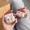 Red Apple AirPods Case with Ring Clip – Cute Fruit Design, Clear TPU Cover for AirPods Pro 1/2/3/4, Kawaii Gift for Her