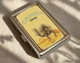 Camel Mirage Cigarette Case Vintage Metal Cig Case Desert Art Joint Holder Retro Smoker Case Card Holder Gift