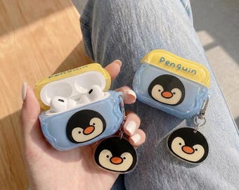 Coque pour AirPods Penguin avec breloque - Design kawaii pour bébé pingouin, coque en TPU souple pour AirPods Pro 1/2/3/4, joli cadeau pour elle