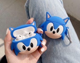 Funda para AirPods de Son the Hedgehog / Funda de silicona 3D con llavero / Regalo para fans de los videojuegos, gamers, cumpleaños, anime, novio
