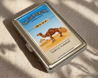 Cigarette Case Vintage Metal Cig Case King Size Holder Retro Camel Pack Case Joint Holder Card Holder Smoker Gift