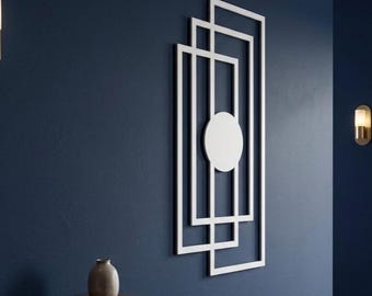 Geometric Metal Wall Art, Abstract Line Decor, Minimalist Modern Hanging, Steel Living Room Accent