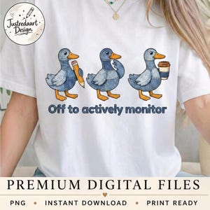 Patchwork Denim Teacher PNG - Funny 'Off to Actively Monitor' Design