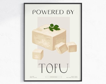 Powered by tofu Art Print,  digital download, printable arts, in tofu we trust poster, asian food prints, vegetarian lifestyle