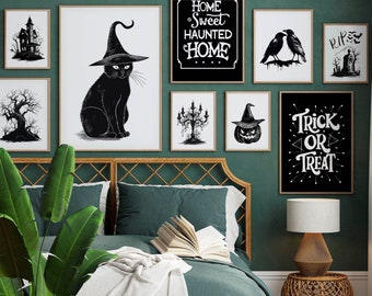 Halloween Art Mega Bundle Set van 16 printables, Halloween Gallery Wall, Trendy Halloween, Neutrale Halloween Prints, Halloween Decor