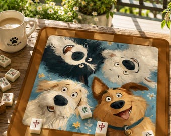 Playful Dogs Mahjong Mat, Cozy Game Night Table Protector
