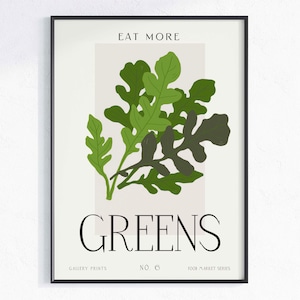 Eat more greens Kunstdruck, digitaler Download, druckbare Kunst, gesundes Wohnen Dekor, achtsames Leben Geschenk, gesunde Ernährung, veganes Küchendekor