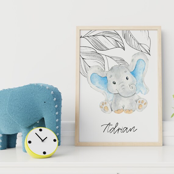 Baby Elephant Print | Animal Nursery Decor | Nursery art print | Elephant Name Print | Baby Decor | Children's Name Art | Dumbo art prints Il_570xn