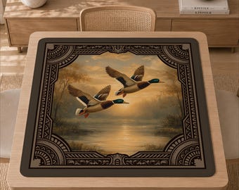 Vintage Mallard Duck Mahjong Mat, Rustic Cabin Game Night Mat